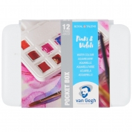 Набір акварельних фарб VAN GOGH Pocket box PINKS & VIOLETS 12 кювет + пензлик пластик (20808642)