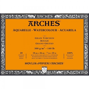 Блок-склейка для акварелі Canson Arches Rough Grain 185 г/м2 18x26 см 20 л. (1795077)