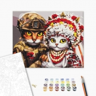 Картина за номерами BrushMe 40х50 см Весілля хоробрих котиків (BS53312)