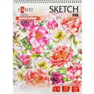 Альбом для акварелі SANTI Floristics А4 Paper Watercolour Collection 200г/м2 10 аркуш (742602)