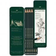 Набір олівців чорнографітних Faber-Castell 6 шт (НВ-8В) метал пенал (119063)