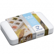 Набір акварельних фарб Van Gogh Pocket box SHADES OF NAT 12  кювети + пензлик в пластиці (20808641)