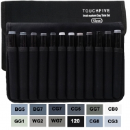 Набір маркерів-пензлів для скетчингу двусторонніх TouchFive MarkerBrush 12 сірі тони (TOUCH24GRAY)
