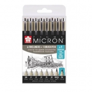 Набір лайнерів Sakura Pigma Micron 6 шт + Pigma Brush + Pigma Micron PN в подарунок (POXSDK8S)