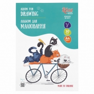 Альбом-склейка для малювання Rosa Kids А4 100г/м2 30 аркушів Cats on a Вicycle (8131802)