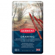 Набір кольорових олівців Derwent Drawing для малюнка 12шт. мет. пеналі (700671)