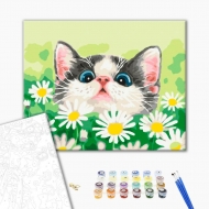 Картина за номерами BrushMe 40х50 см Котик в ромашках (BS51569)