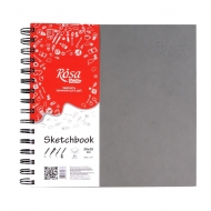 Блокнот для рисунку на спіралі ROSA Studio Сірий 20*20 см 100 г/м2 84 аркушів (165015)