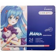 Набір олівців шестигранних Marco Chroma Manga 24 кольору в метал. пеналі (8550-24TN)