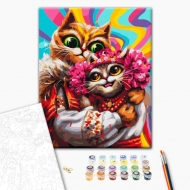Картина за номерами BrushMe 40х50 см Лютневі котики (BS53466)