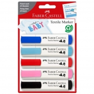 Набір маркерів по тканині Faber Castell Baby-Colours 5 кольорів 1-5 мм товщина лінії (159530)