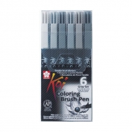 Набір маркерів акварельних KOI Sakura Brushpen GRAY 6 кольорів (XBR-6)