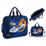 Шкільна текстильна сумка Kite Hot Wheels А4 темно-синя на блискавці з одним відділенням (HW25-589)