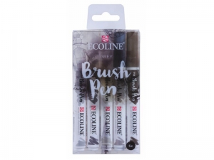 ВИВЕДЕНО Набір пензлів-ручок Brushpen Ecoline Royal Talens GREY 5 колір (11509907)