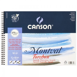 Альбом для акварели на спирали Canson Montval Torchon 41х32 см 270 г/м2 12 л. (0807-770)