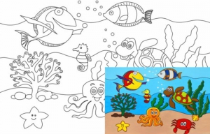 Раскраска на холсте Морской мир 20*30