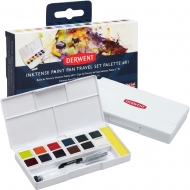 Набір акварельних фарб Inktense Derwent Paint Pan Travel №1, 12 кол + кисть з резервуаром (2302636)
